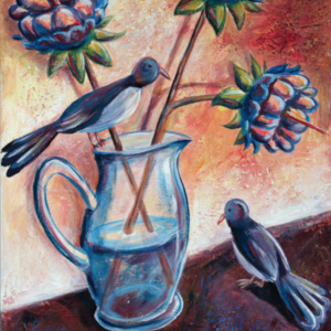 BlumenVase mit Vögel